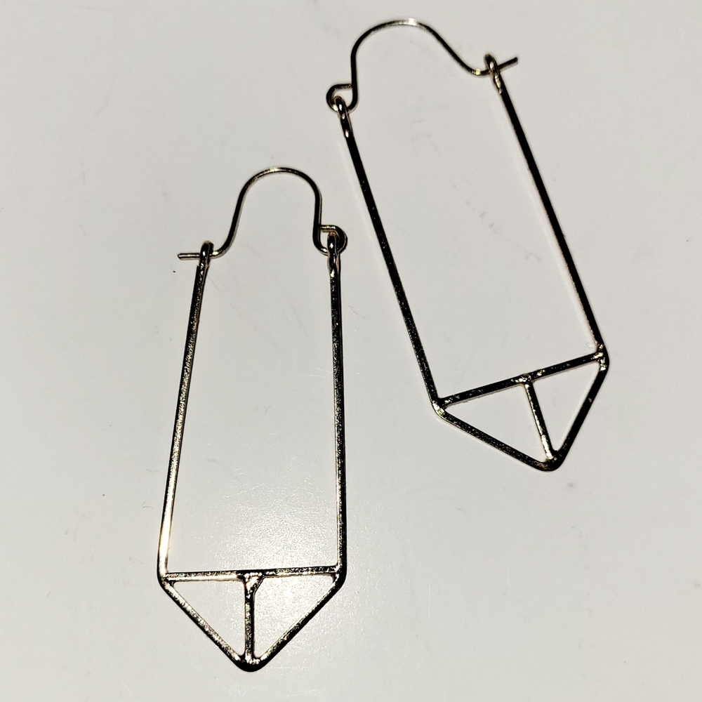 Geometric Earrings, Gold-tone Angular Contemporary Drop, Delicate Graphic Style